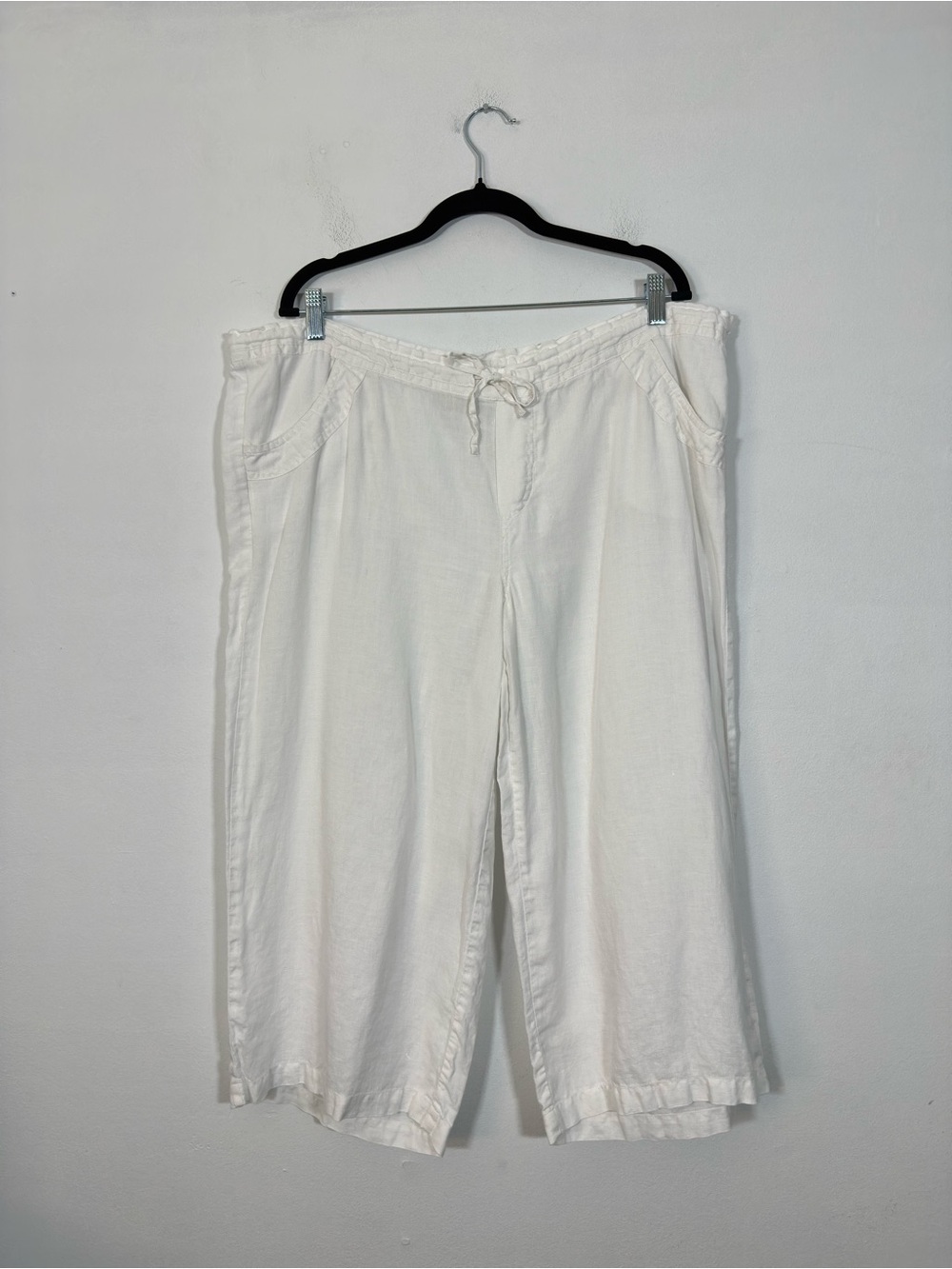 Merona 100% Linen Wide Leg Crop Pants Large White Coastal Lounge Casual Classy